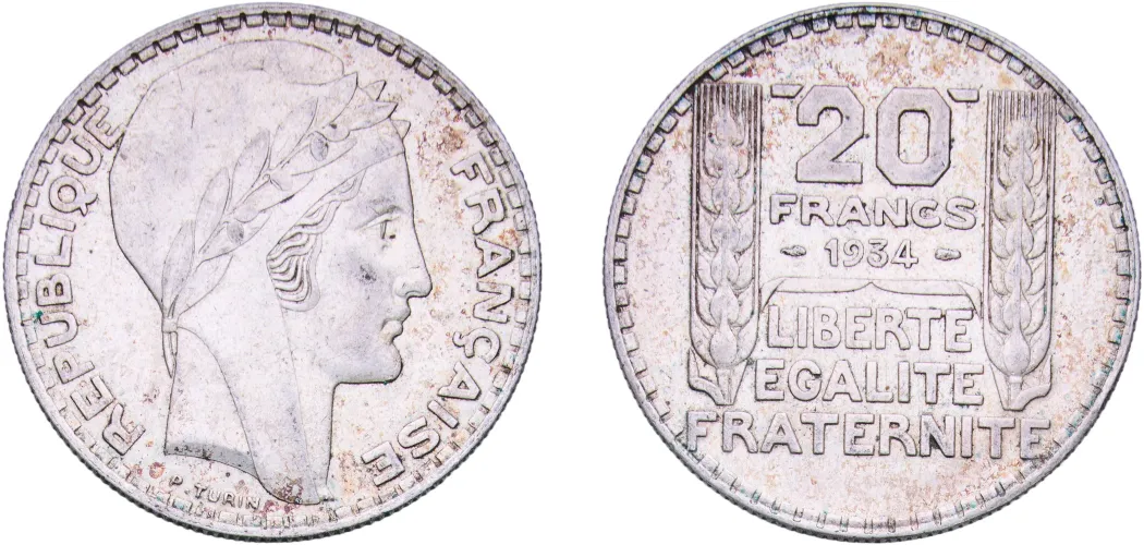 20 Francs 1934 (AU) - Paris Mint - France | Coins NB - Auction