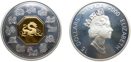 2000 15 Dollars - Elizabeth II (Year of the Dragon) (PF) - Ottawa
