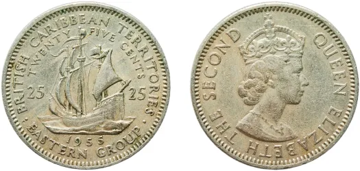 50 Cents - Elizabeth II (1st portrait) 1955 (XF) - Royal Mint