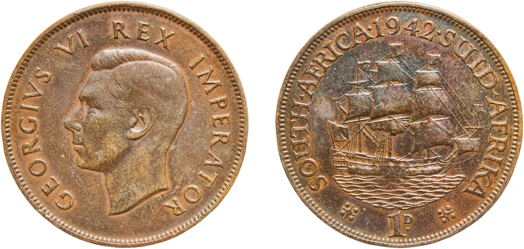 One peace 62〜69,71〜98 1 Penny - George VI (Rex Imperator) 1942 (XF) - Pretoria Mint
