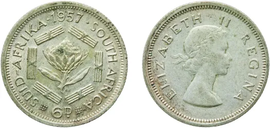 6 Pence - Elizabeth II (1st portrait) 1957 (AU) - Pretoria Mint