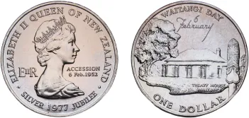 1982 1 Dollar - Elizabeth II (Berry Portrait; Takahe Bird, Silver