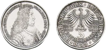 1 Deutsche Mark 1954 G (VF) - Staatliche Münze Baden-Württemberg