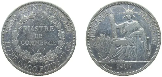 1925 A 1 Piastre (VF) - Paris Mint - French Indochina | Coins NB