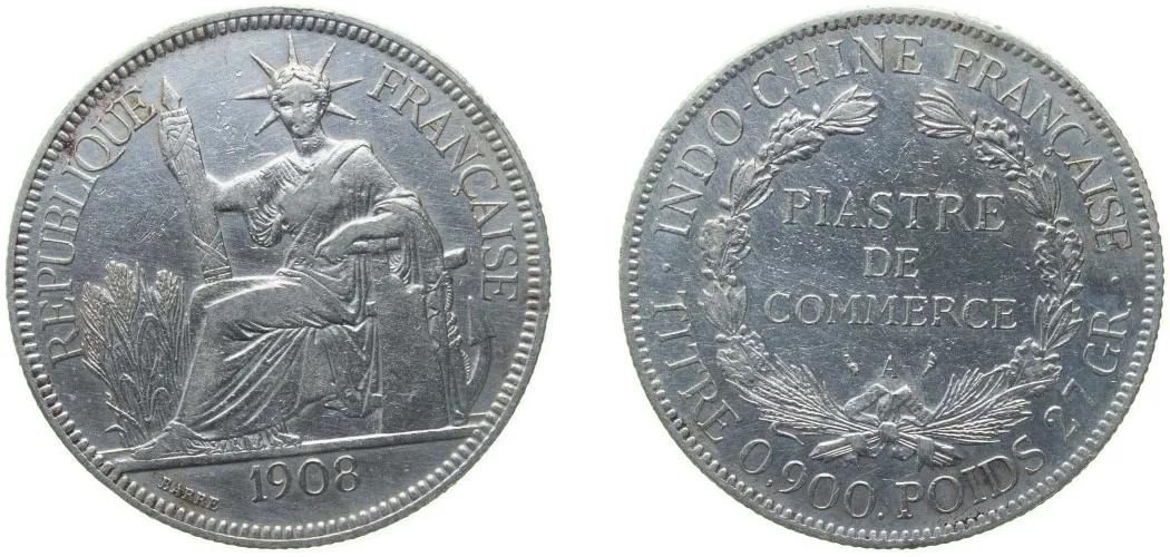 1908 A 1 Piastre (XF) - Paris Mint - French Indochina | Coins NB