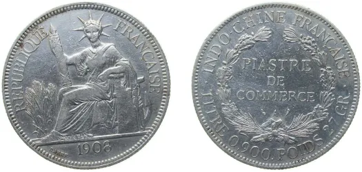 1925 A 1 Piastre (VF) - Paris Mint - French Indochina | Coins NB
