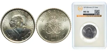 ND (1945) 2 Francs - Louis II (UNC) - Monaco | Coins NB - Auction