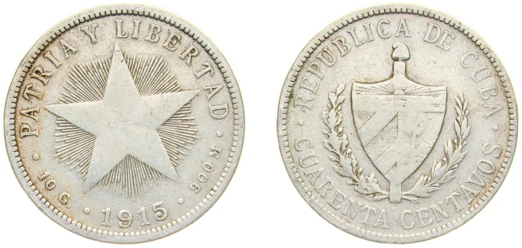 1915 40 Centavos (VF) - Philadelphia Mint - Cuba | Coins NB