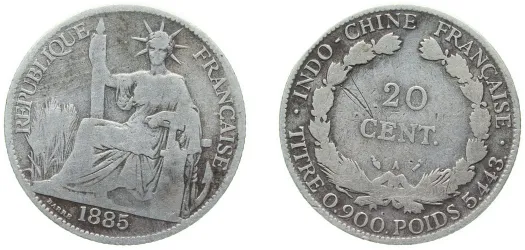 1925 A 1 Piastre (VF) - Paris Mint - French Indochina | Coins NB