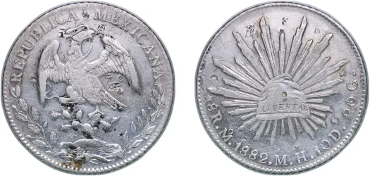 8 Reales 1882 Mo MH (VF) - Mexico City Mint - Mexico | Coins NB