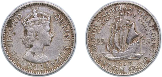 5 Cents - Elizabeth II (1st portrait) 1955 (XF) - Royal Mint