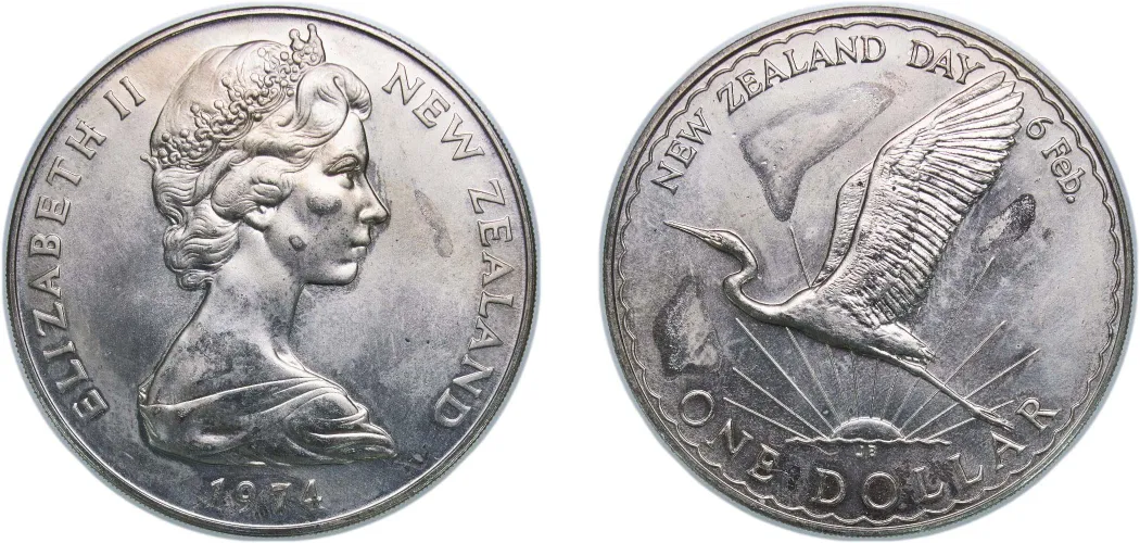 1 Dollar - Elizabeth II (2nd Portrait; New Zealand Day) 1974 (UNC