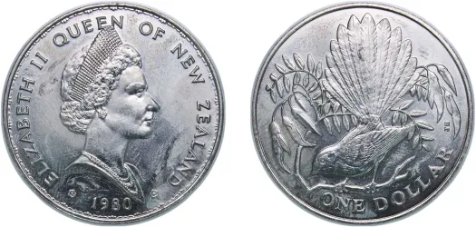 1984 1 Dollar - Elizabeth II (2nd Portrait; Black Robin, Silver