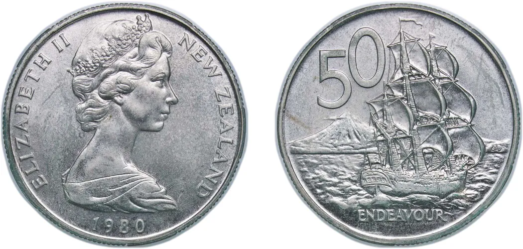 50 Cents - Elizabeth II (2nd portrait) 1980 (UNC) - New Zealand
