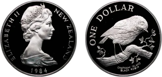 1 Dollar - Elizabeth II (Berry Portrait; Takahe Bird) 1982 (UNC