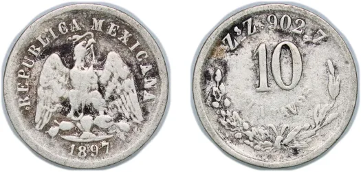 10 Centavos 1897 Zs Z (VF) - Zacatecas Mint - Mexico | Coins NB