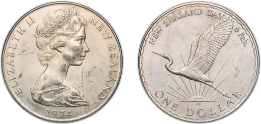 1984 1 Dollar - Elizabeth II (2nd Portrait; Black Robin, Silver