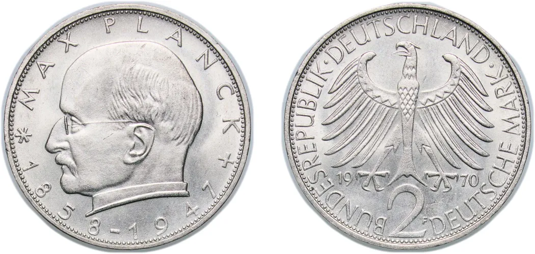 2 Deutsche Mark (Max Planck) 1970 F (UNC) - Staatliche Münze Baden