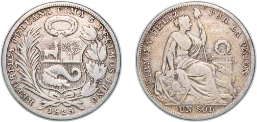 1925年　ペルー　1ソル　銀貨　古銭 ペルー 1ソル銀貨 1926年｜Yahoo!フリマ（旧PayPayフリマ） コレクション