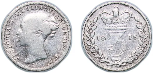 3 Pence - Victoria (1st portrait; incl. Maundy and Colonial) 1876