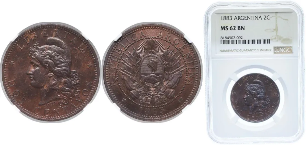 2 Centavos 1883 (NGC MS 62) - Argentina | Coins NB - Auction