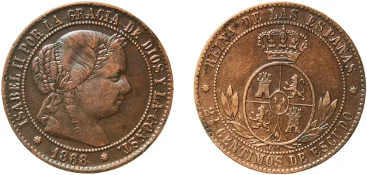 1870 OM 10 Centimos - Provisional Government (VF) - Barcelona Mint