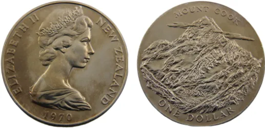 1970 1 Dollar Royal Visit, Mount Cook (BU) - (Mintage 20000) - New