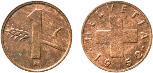 2 Francs (Helvetia standing; copper-nickel) 1977 (UNC) - Bern Mint