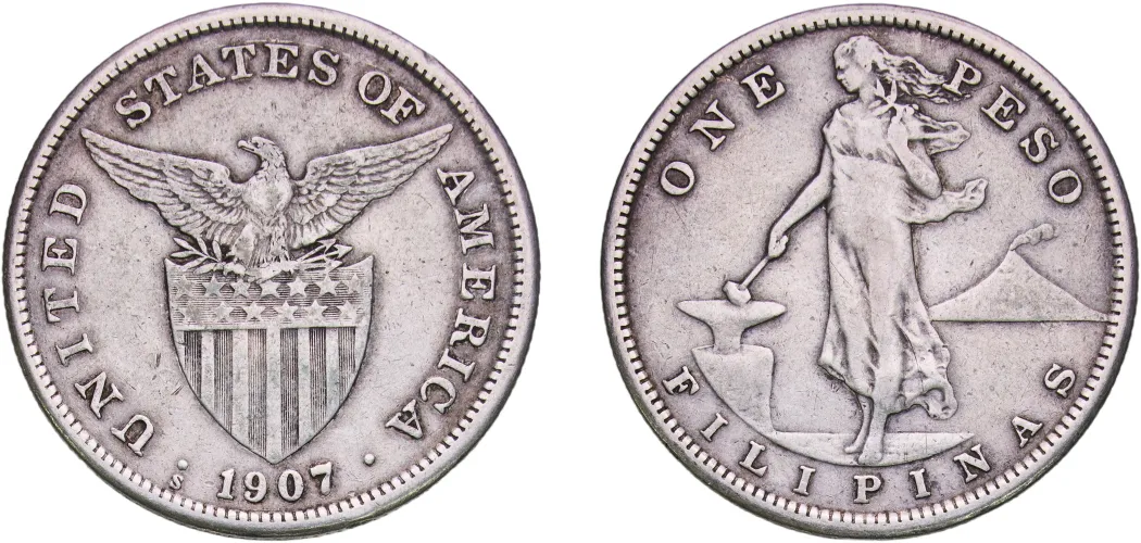 1 Peso (Small type) 1907 S (XF) - San Francisco Mint - Philippines