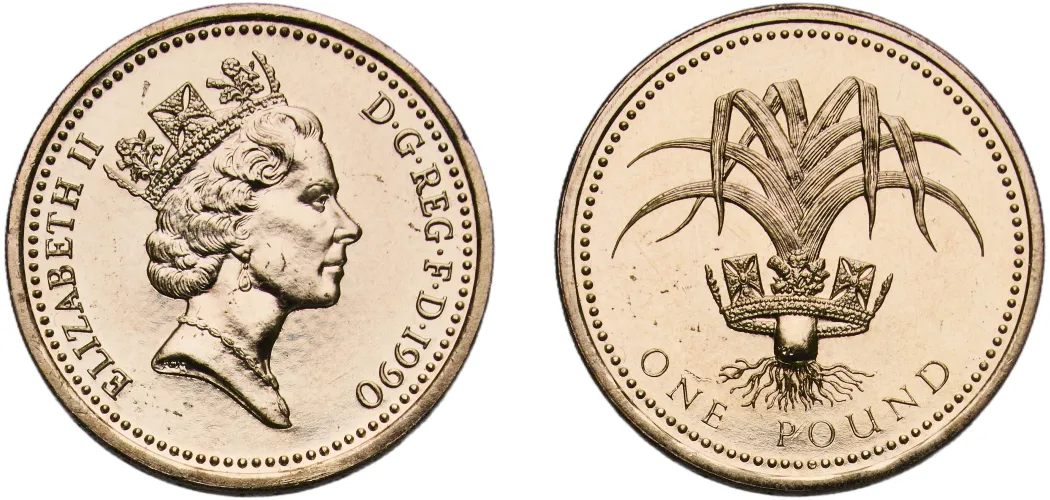 1 Pound - Elizabeth II (3rd portrait; Welsh Leek) 1990 (UNC