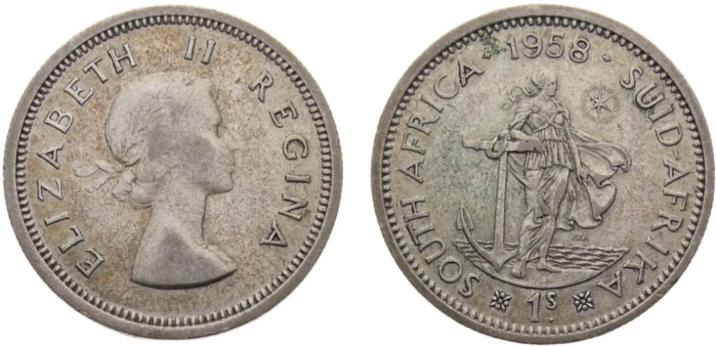 1958 1 Shilling 1st portrait 5.6g (VF) - Pretoria mint - South