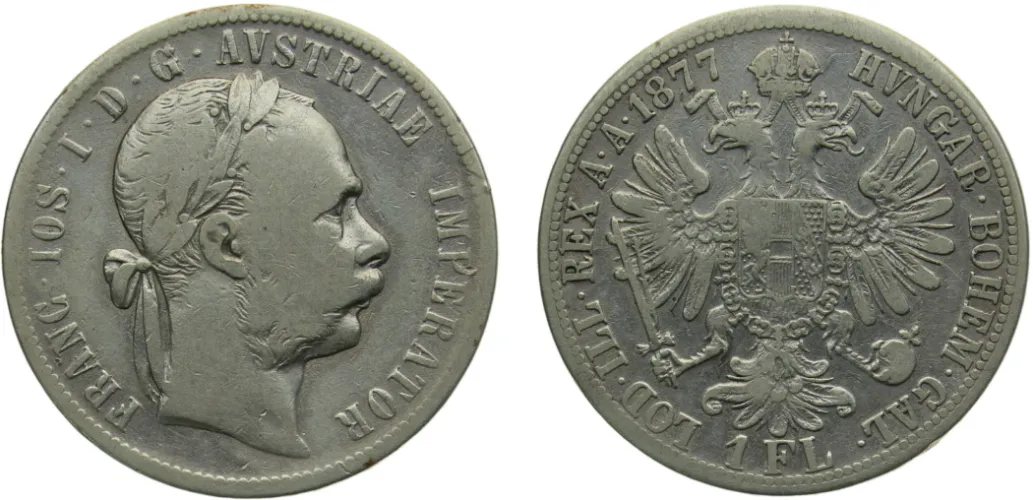 1877 1 Florin - Franz Joseph I (VF) - Vienna Mint - Austria